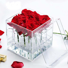 Customized Luxury 9 Holes Rose Display Stand Gift Case Acrylic Flower Stand Box